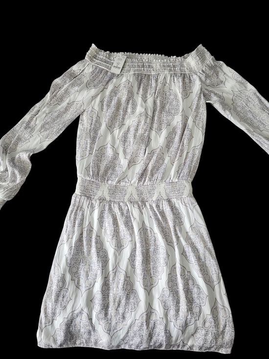 White House Black Market Dresses & Skirts - Off-Shoulder White and Light Gray Printed Women's Dress Size Xs